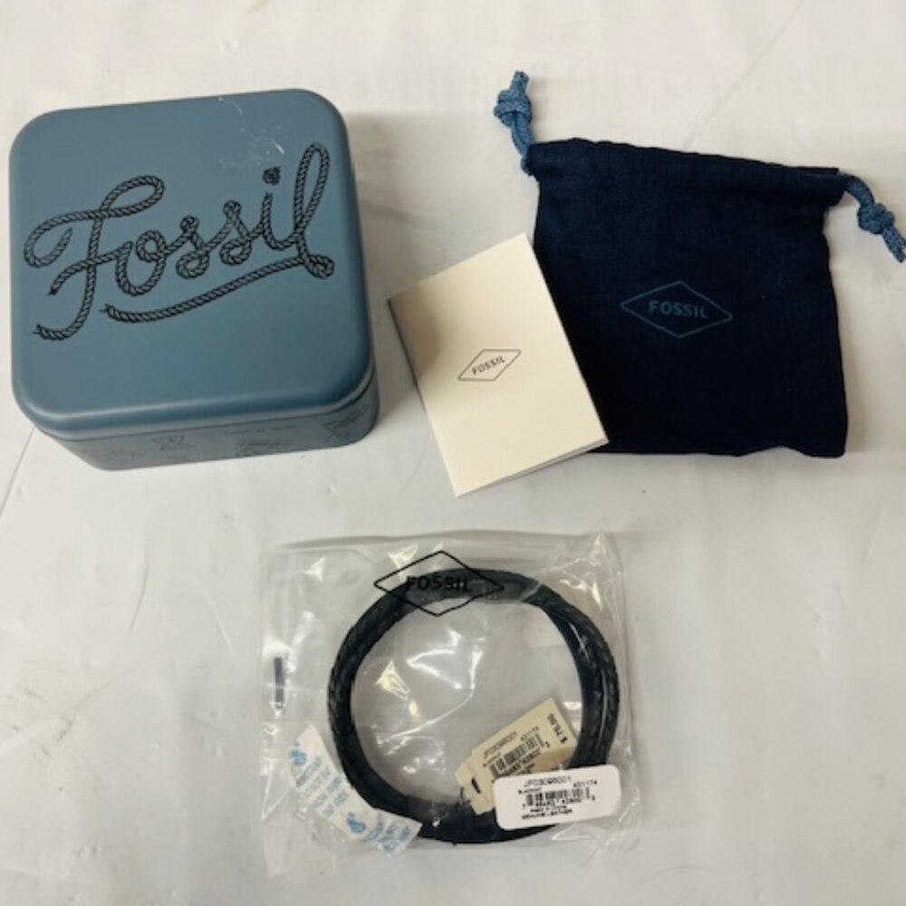 Fossil Townsman Multi-Strand Black Leather Bracelet JF03098001- NEW IN BOX